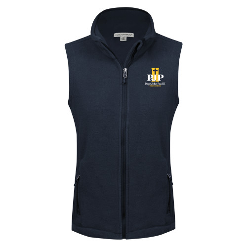  Womens Navy Fleece Full Zip Vest - PJP II with School Name
