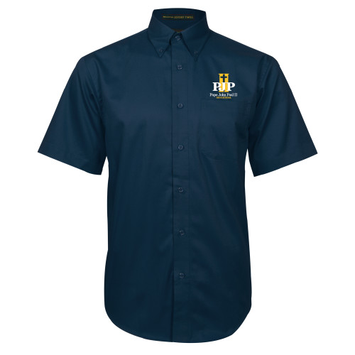  Navy Twill Button Down Short Sleeve - PJP II with School Name