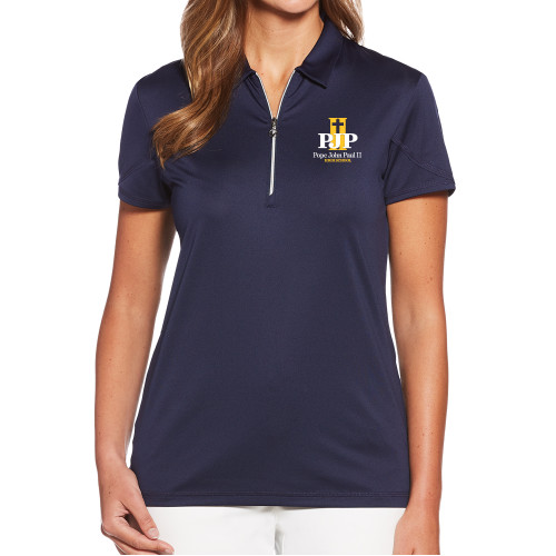  Callaway Womens Navy Tulip Sleeve Zip Polo - PJP II with School Name