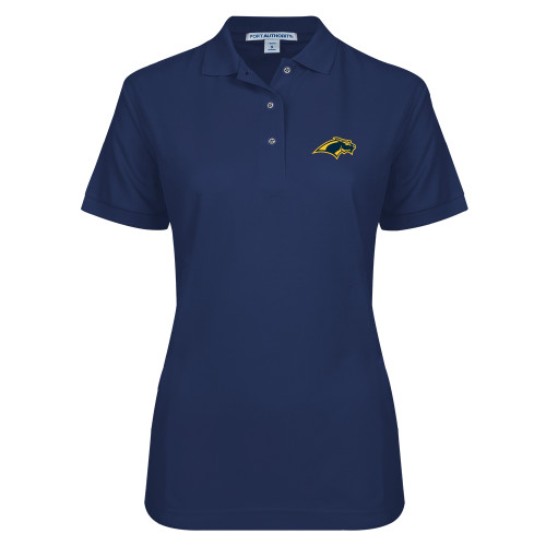  Womens Silk Touch Navy Pique Polo - Panther