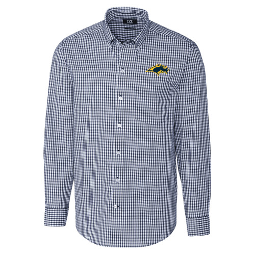  Cutter & Buck Navy Gingham Long Sleeve Button Down - Panther