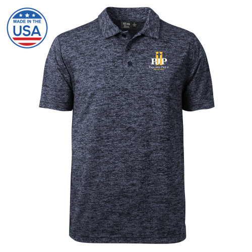  Navy Honeycomb Jacquard Polo - PJP II with School Name