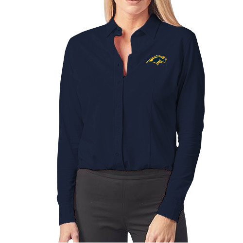  Womens Navy Elitech Prestige Knit Long Sleeve Shirt - Panther