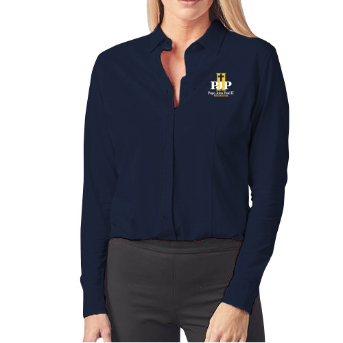  Womens Navy Elitech Prestige Knit Long Sleeve Shirt - PJP II with School Name