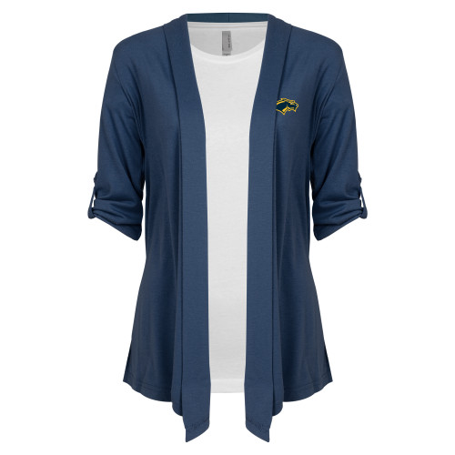  Womens Navy Drape Front Cardigan Sweater  - Panther