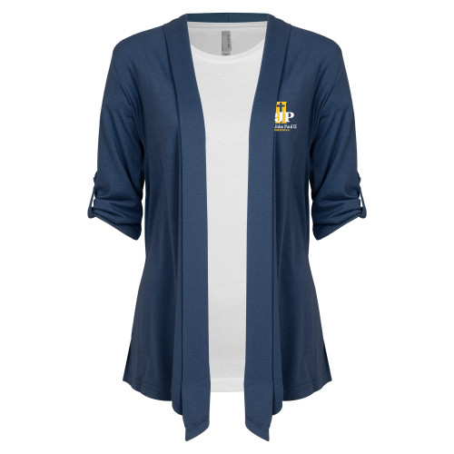  Womens Navy Drape Front Cardigan Sweater  - PJP II with School Name