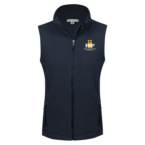  Womens Navy Fleece Full Zip Vest - PJP II with School Name