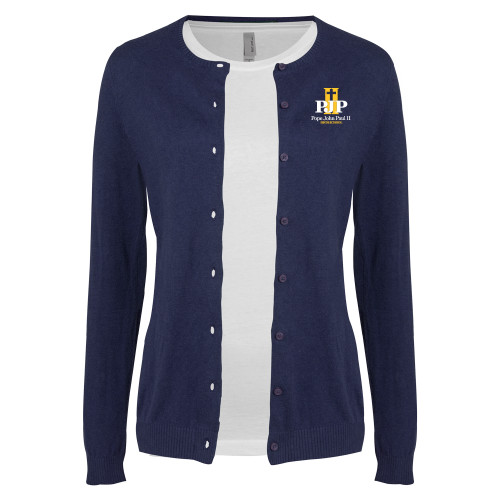  Womens Navy Cardigan Sweater - PJP II with School Name