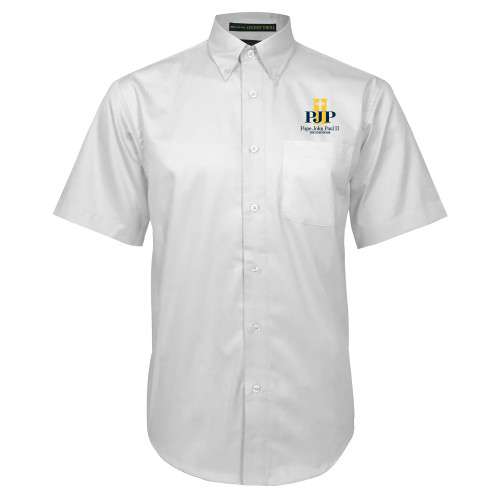  White Twill Button Down Short Sleeve - PJP II with School Name