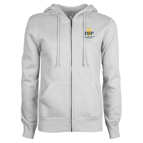  ENZA Womens White Fleece Full Zip Hoodie - PJP II with School Name