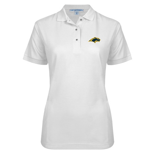  Womens Silk Touch White Pique Polo - Panther