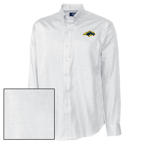  Cutter & Buck Nailshead Long Sleeve Button Down White - Panther