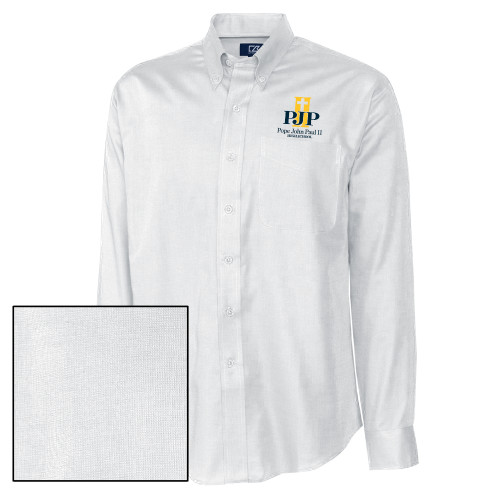  Cutter & Buck Nailshead Long Sleeve Button Down White - PJP II with School Name