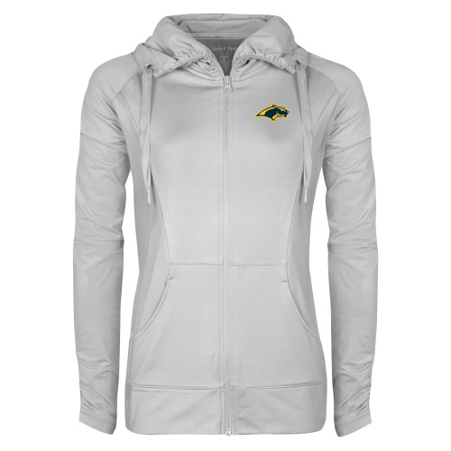  Womens White Sport Wick Stretch Full Zip Jacket - Panther