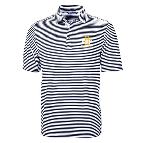  C&B Navy Virtue Eco Pique Stripe Polo - PJP II with School Name