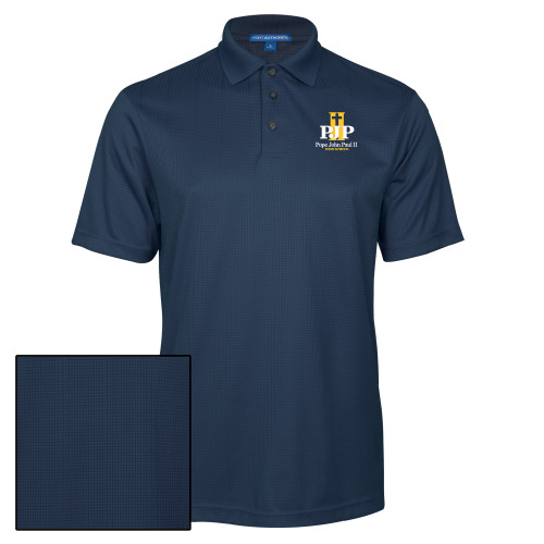 Navy Performance Fine Jacquard Polo - PJP II with School Name