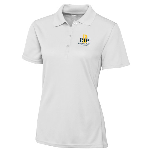  C&B Womens White Clique Ice Pique Polo - PJP II with School Name