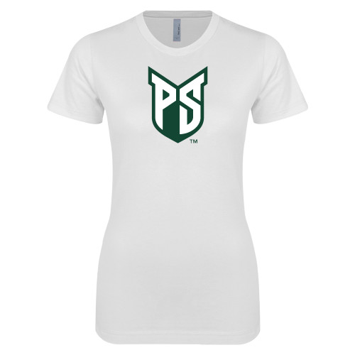  Next Level Womens White Boyfriend Tee - Official Logo