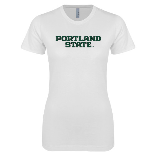  Next Level Womens White Boyfriend Tee - Portland State