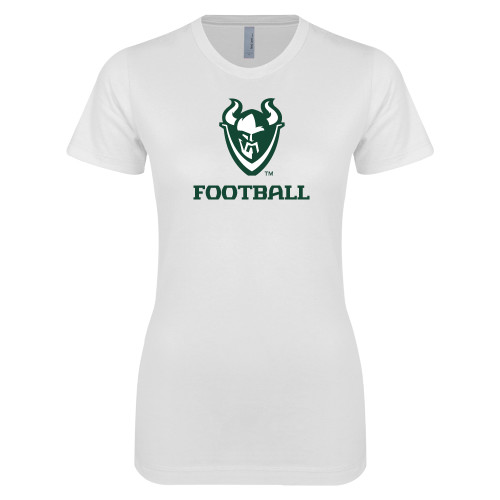  Next Level Womens White Boyfriend Tee - Football