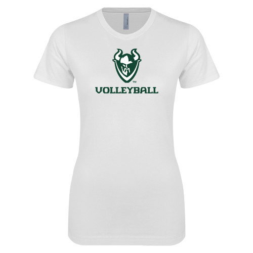  Next Level Womens White Boyfriend Tee - Volleyball