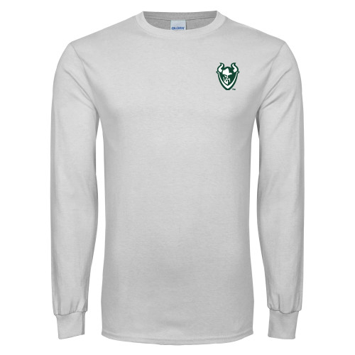  White Long Sleeve T Shirt - Viking Head