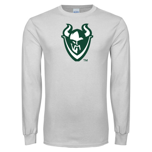  White Long Sleeve T Shirt - Viking Head