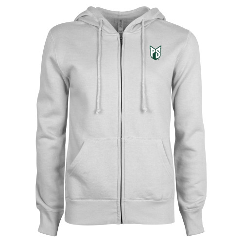  ENZA Womens White Fleece Full Zip Hoodie - Official Logo