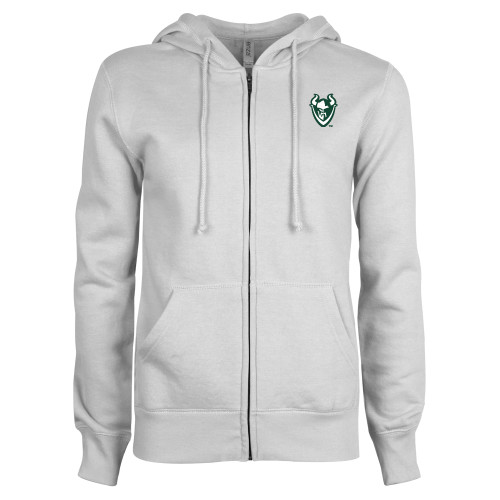  ENZA Womens White Fleece Full Zip Hoodie - Viking Head