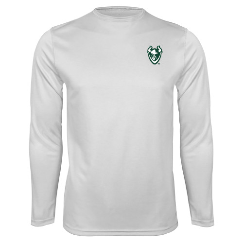  White Performance Long Sleeve Shirt - Viking Head