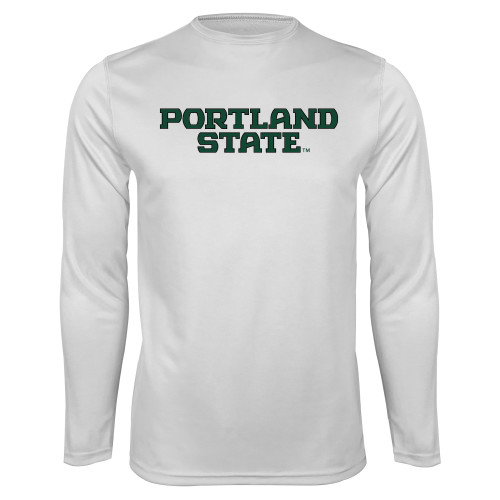  White Performance Long Sleeve Shirt - Portland State