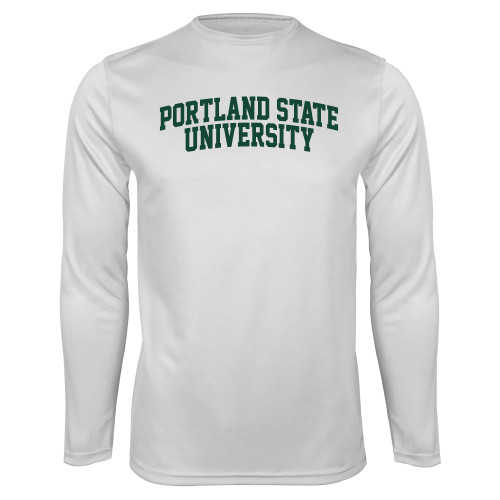  White Performance Long Sleeve Shirt - Arched Portland State