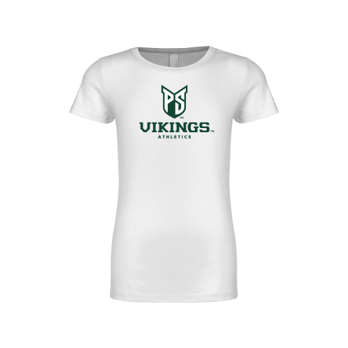  Next Level Girls White Fashion Fit T Shirt - PS Shield Stacked