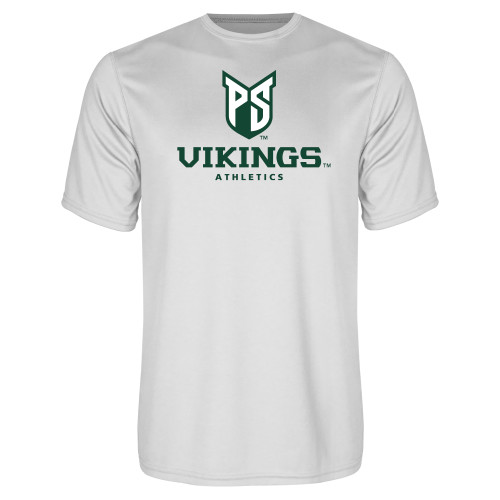  White Performance Tee - PS Shield Stacked