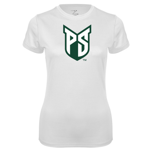  Womens White Performance Tee - Official Logo