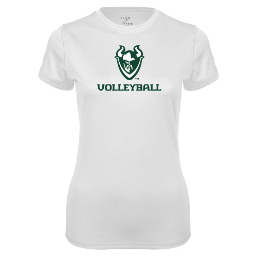  Womens White Performance Tee - Volleyball