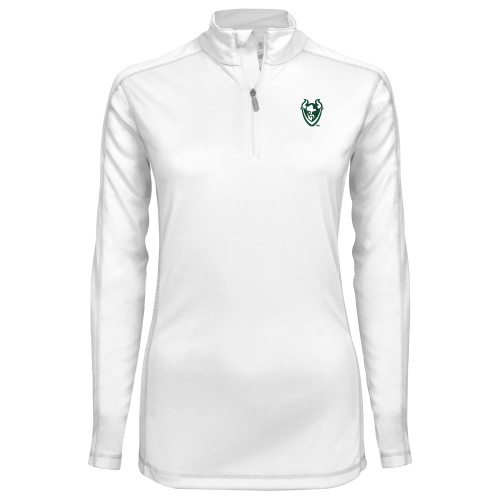  Syntrel Womens White Interlock 1/4 Zip - Viking Head