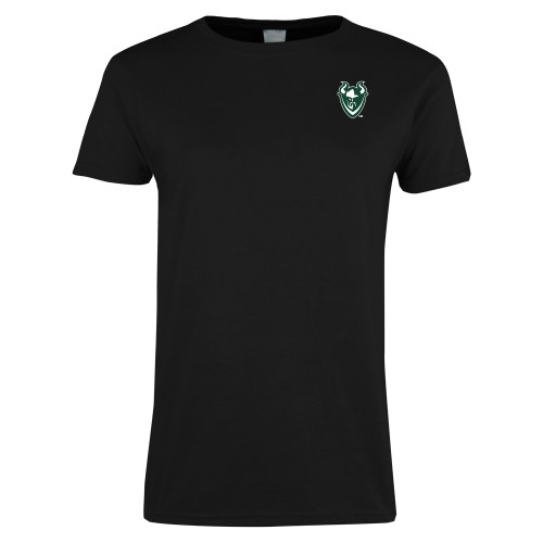  Womens Black Short Sleeve Tee - Viking Head