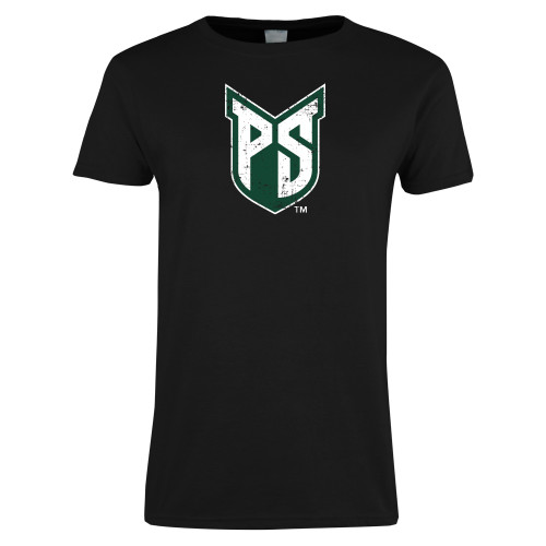  Womens Black Short Sleeve Tee - Official Logo Distressed