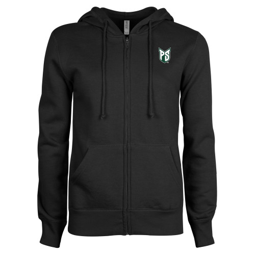  ENZA Womens Black Fleece Full Zip Hoodie - Official Logo