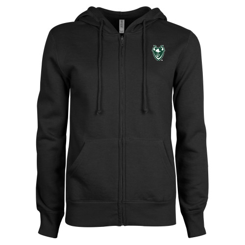  ENZA Womens Black Fleece Full Zip Hoodie - Viking Head