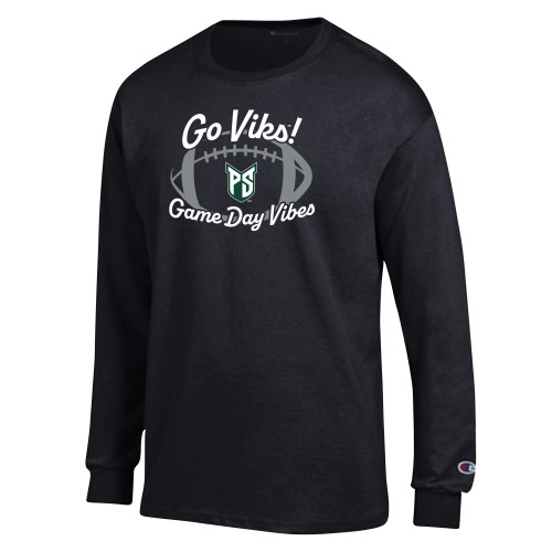 Champion Black Long Sleeve T Shirt - Portland State Go Viks Football Game Day Vibes