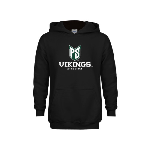  Youth Black Fleece Hoodie - PS Shield Stacked