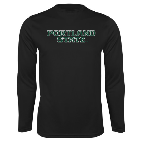  Black Performance Long Sleeve Shirt - Portland State