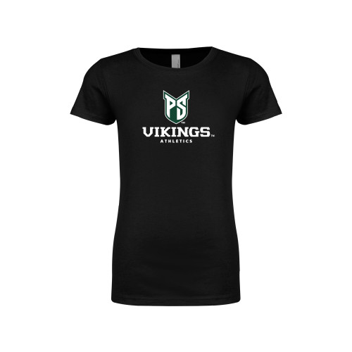  Next Level Girls Black Fashion Fit T Shirt - PS Shield Stacked