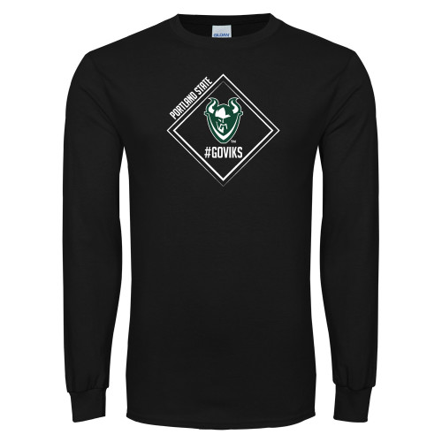  Black Long Sleeve T Shirt - Portland State Sign Design