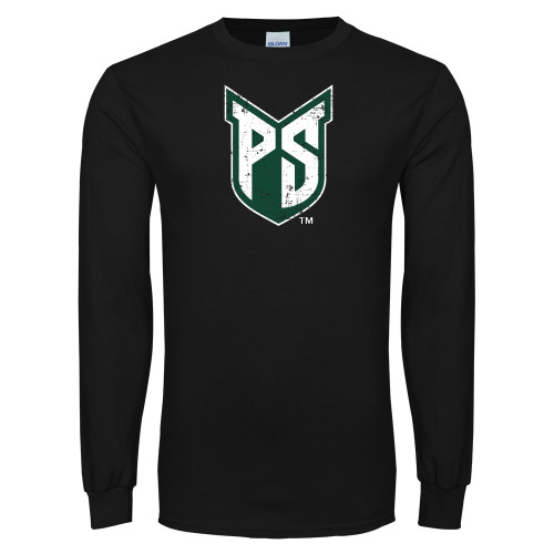  Black Long Sleeve T Shirt - Official Logo Distressed