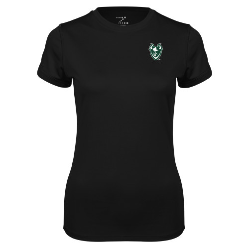  Womens Black Performance Tee - Viking Head