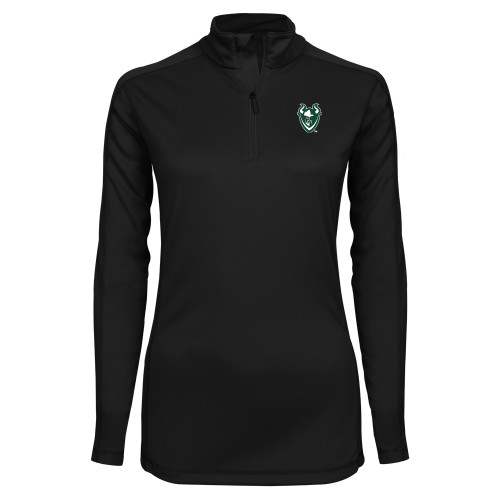  Syntrel Womens Black Interlock 1/4 Zip - Viking Head
