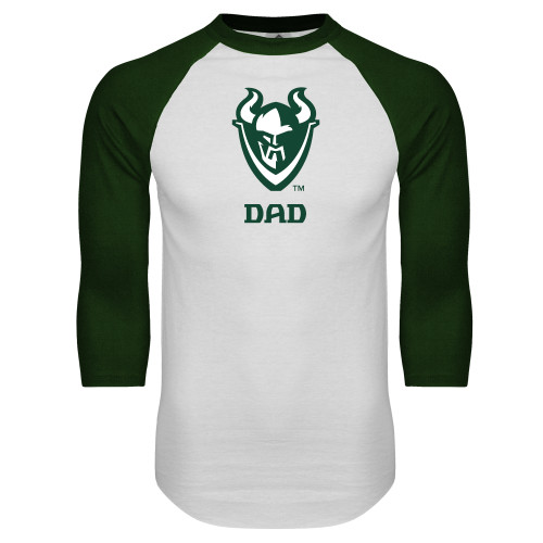  White/Dark Green Raglan Baseball T Shirt - Dad